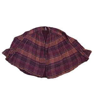 Free People Plaid Flannel Button Oversized Sweater Shirt Women’s Size XS